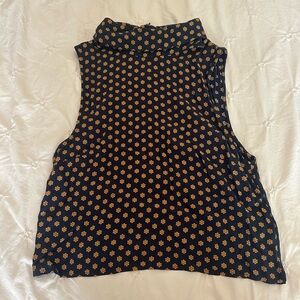 Cooperative Navy and Mustard Floral Blouse